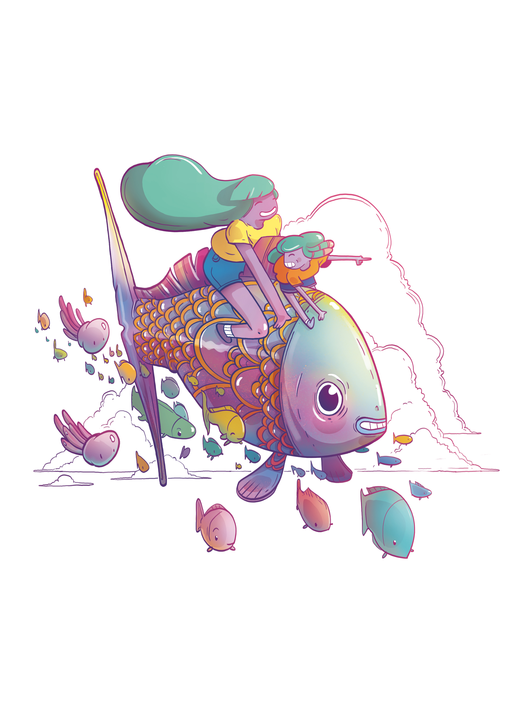 Poisson volant - Illustration - Romain Laforet